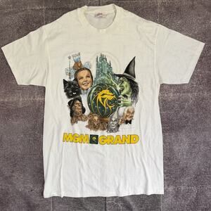 Men's Vintage 90's MGM Grand The Wizard of Oz White Graphic T Shirt Tee Sz M VTG